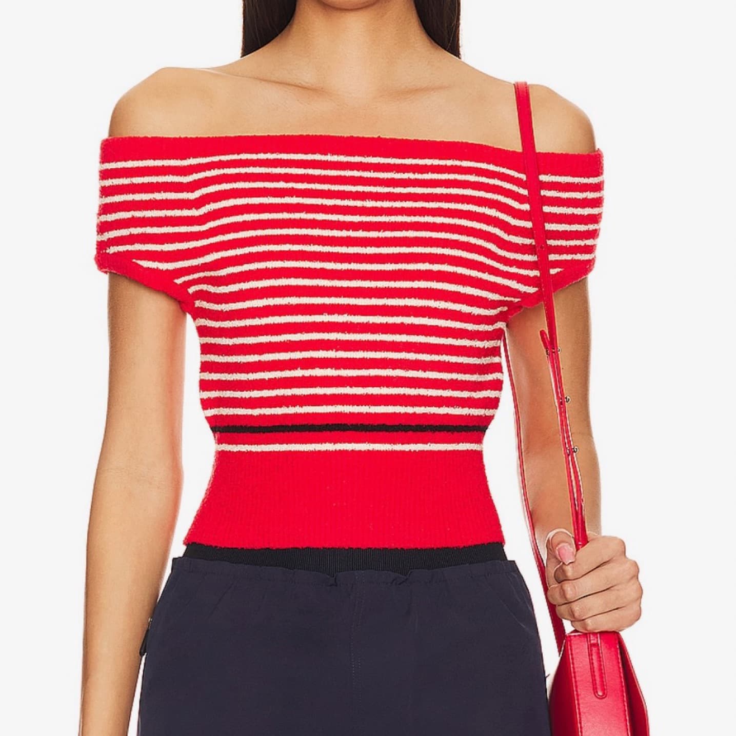 Monrow Boucle knit Shoulder Top - Image 1