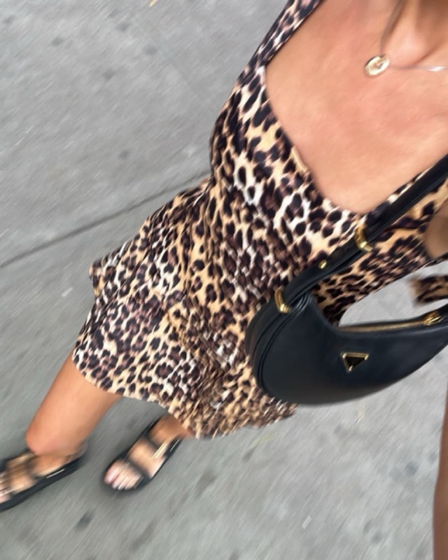 UO Bow Satin Mini Cheetah Dress - Image 4
