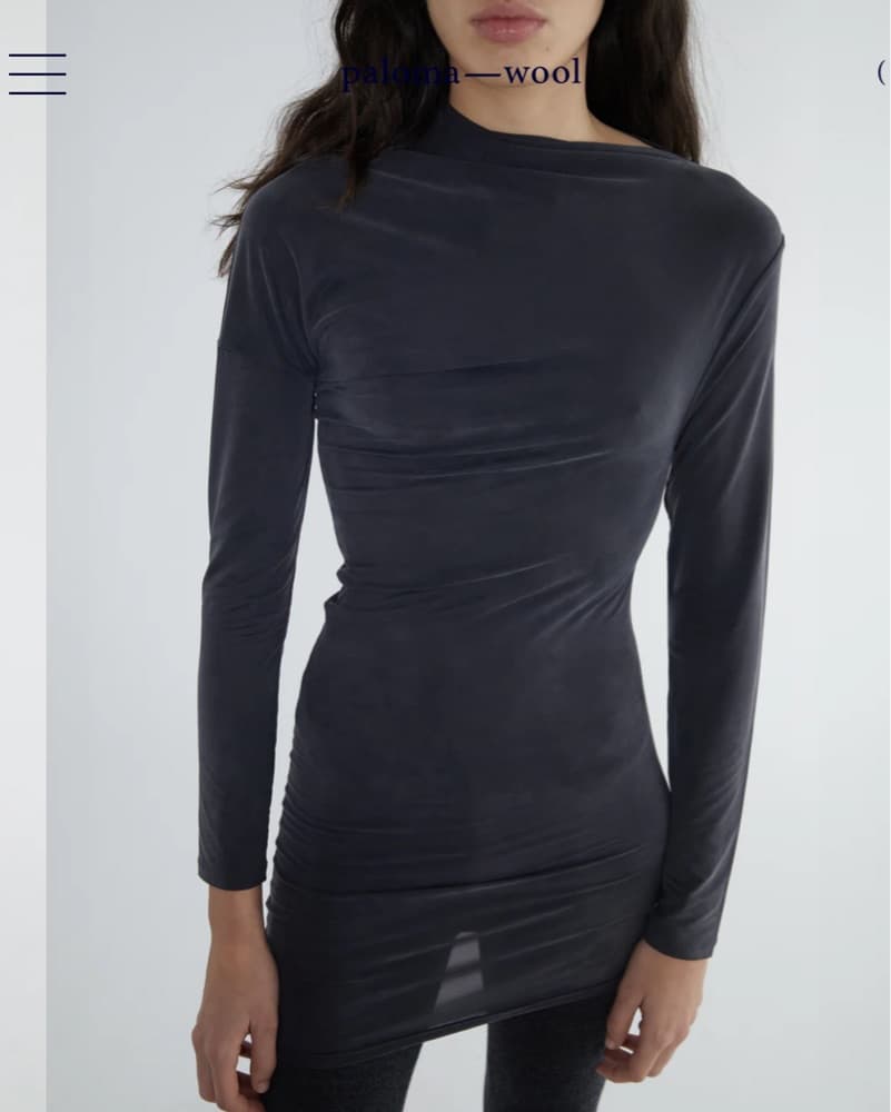 Paloma Wool Jojo II Asymmetric Blue Navy Long Sleeve Top - Image 2