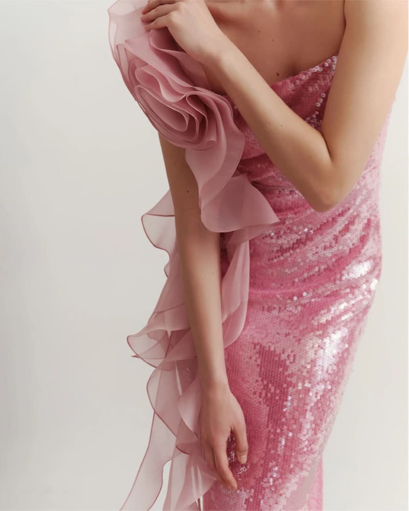 Blush Pink Sequin Gown Malva Florea - Image 4