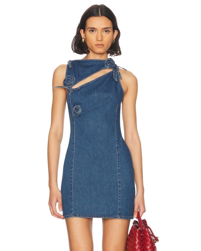 Coperni Asymmetric Flower Mini Dress - Image 1
