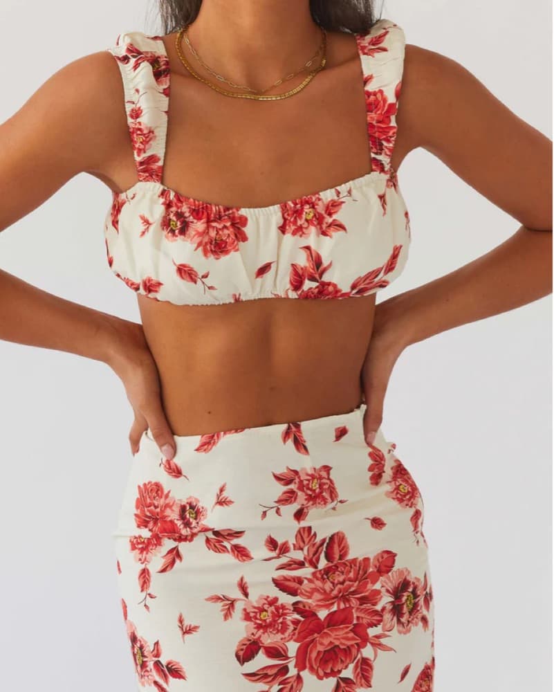 Red & White Top/Skirt Set - Image 1