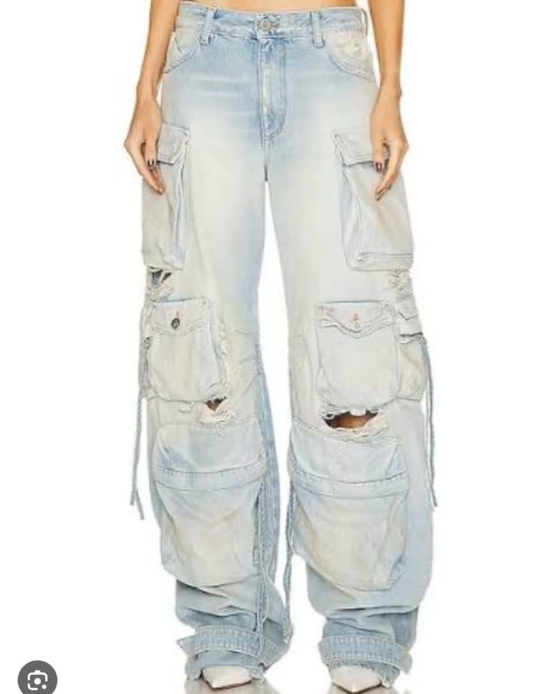 Attico Cargo Light Wash Jeans - Image 1