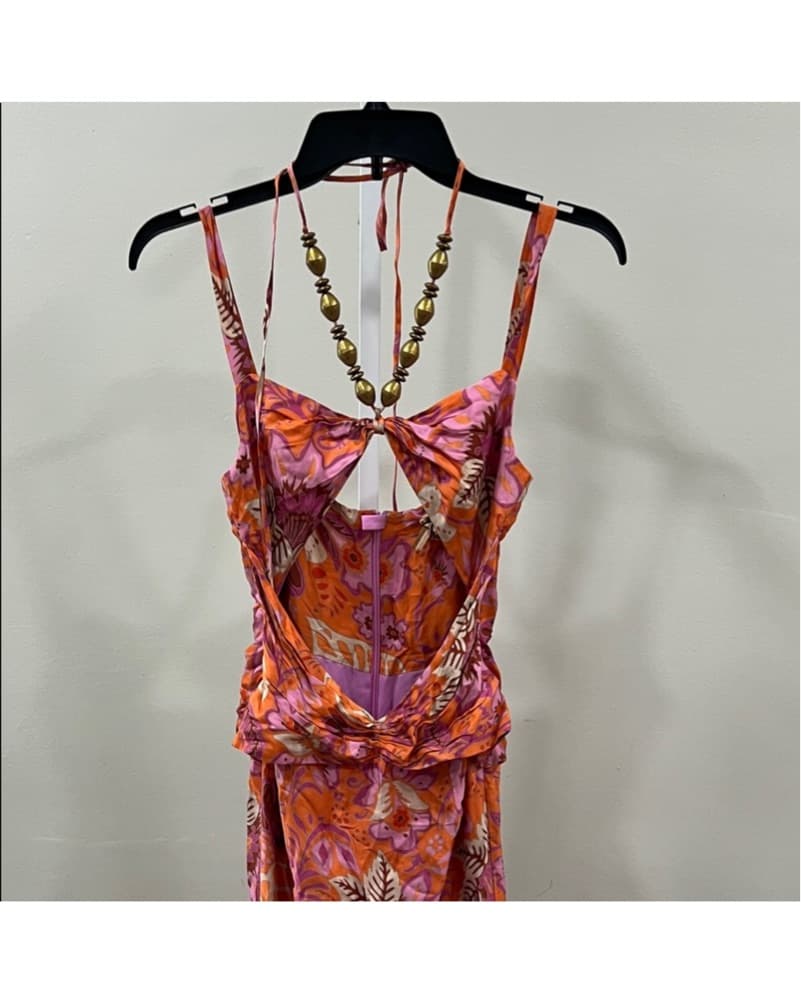 Alexis S Nisa Midi Dress - Orange / Pink - Image 4