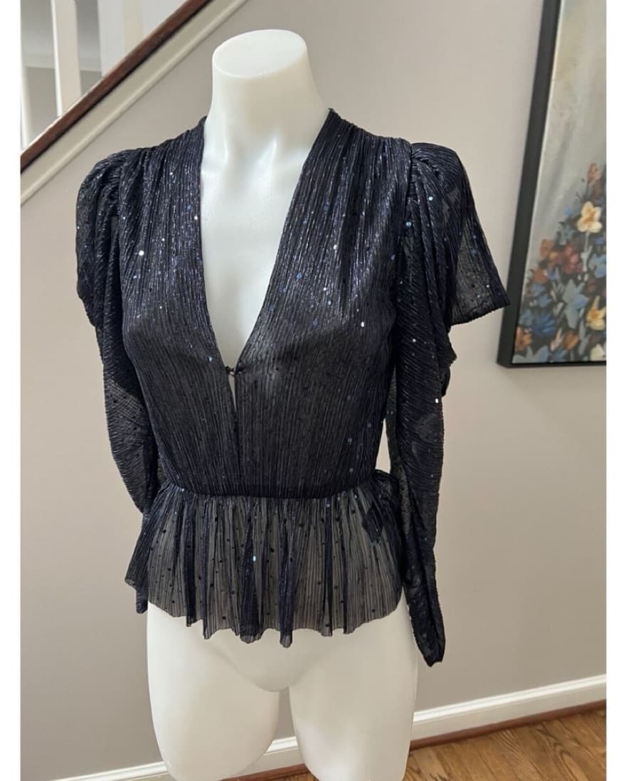 Sabina Musayev Navy Sequin Top - Image 3