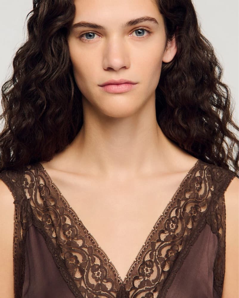 Sandro Lace Brown Maxi Dress - Image 3