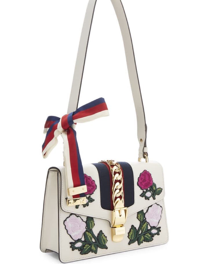 Gucci White Floral Embroidered Bag  - Image 2