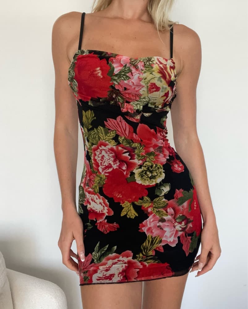 Vibrant Floral Bodycon Mini Dress - Image 3
