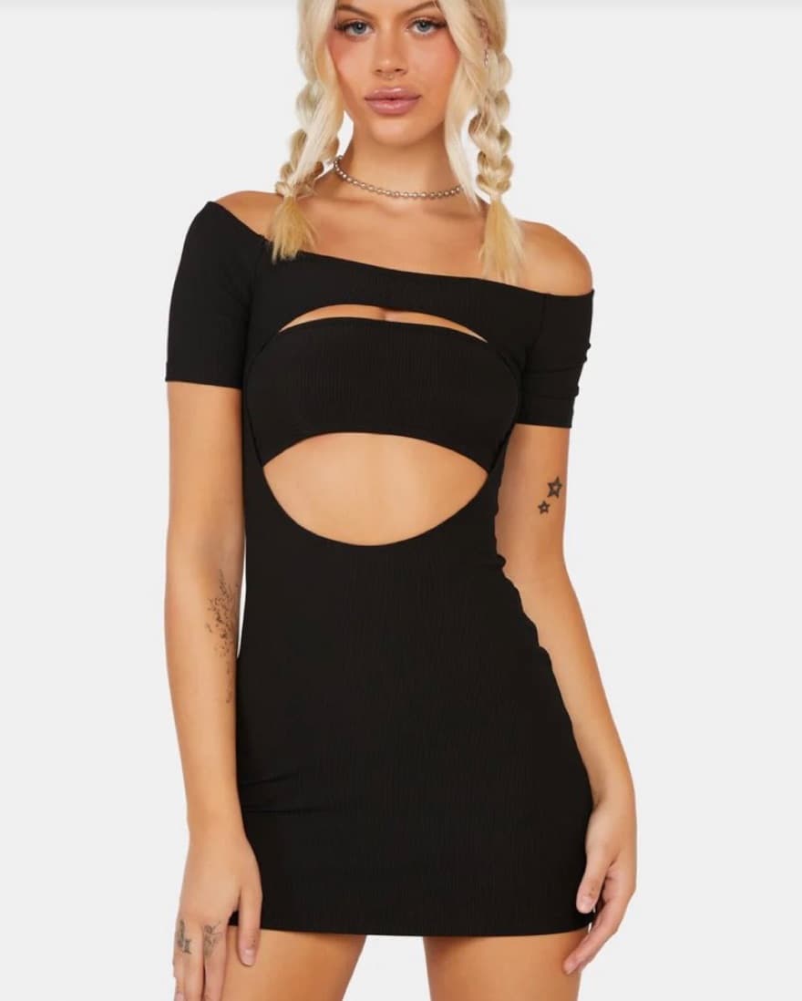 Two Piece Mini Black Dress - Image 1