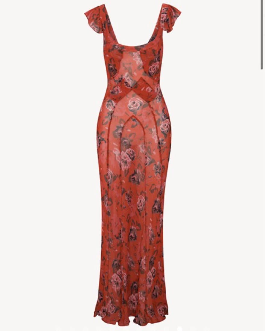 Realisation Lila Silk Dress Red Floral - Image 3