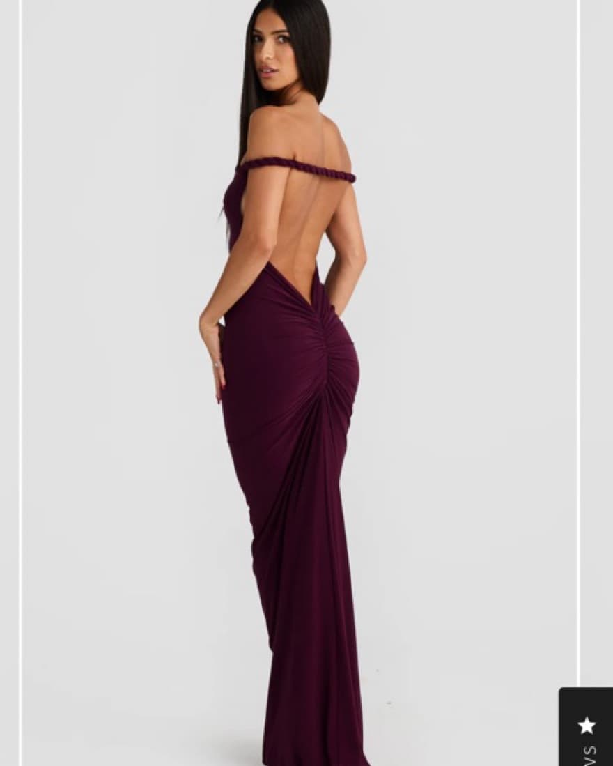 Burgundy Braided Strap Gown  - Image 6