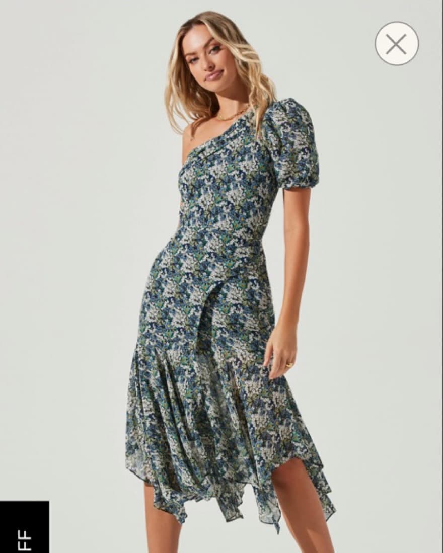 ASTR Floral One Sholder Midi Dress - Image 1