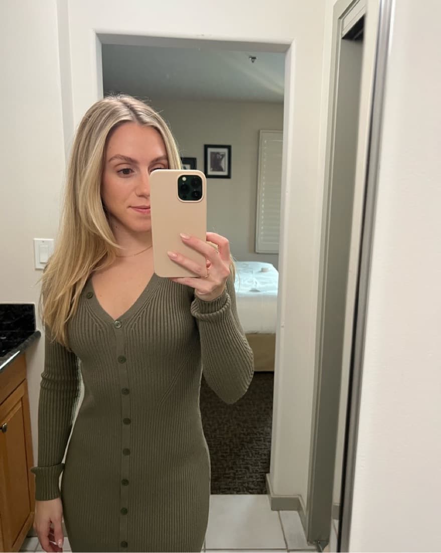 Olive Midi Sweater Dress - Image 2