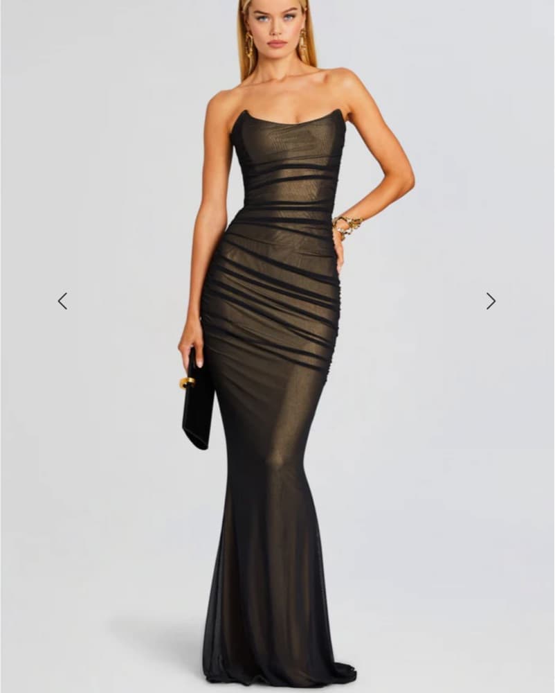 Retrofete Ruched Mesh Gown - Image 1