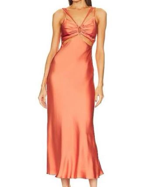 Simkhai Josette Cut Out Coral Midi Dress - Image 1