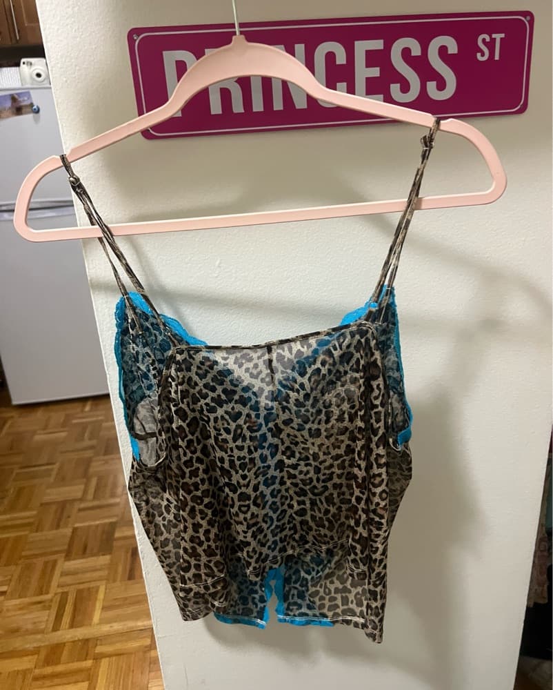 Vintage Cheetah & Blue Lace Cami - Image 2
