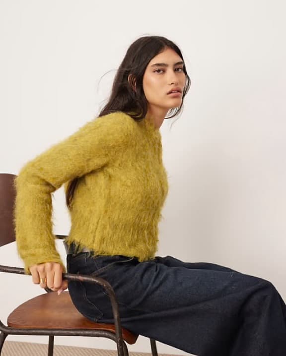 ASOS chartreuse green zip up sweater - Image 2