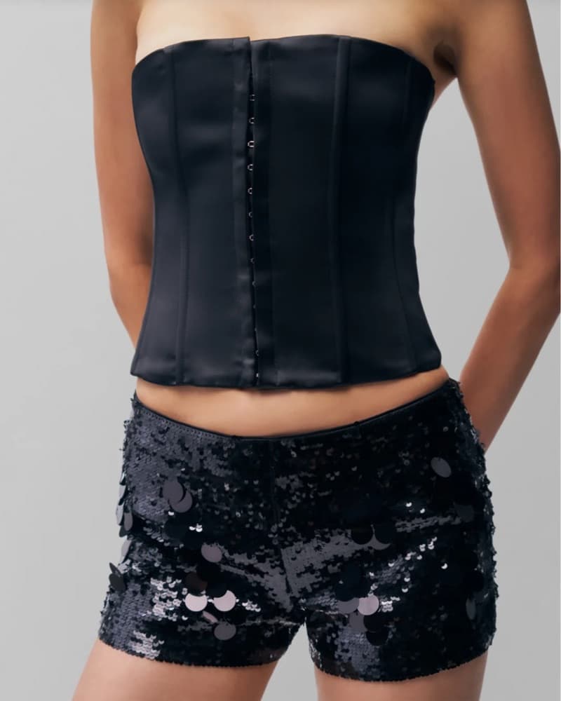Sparkling Black Sequin Shorts - Image 1