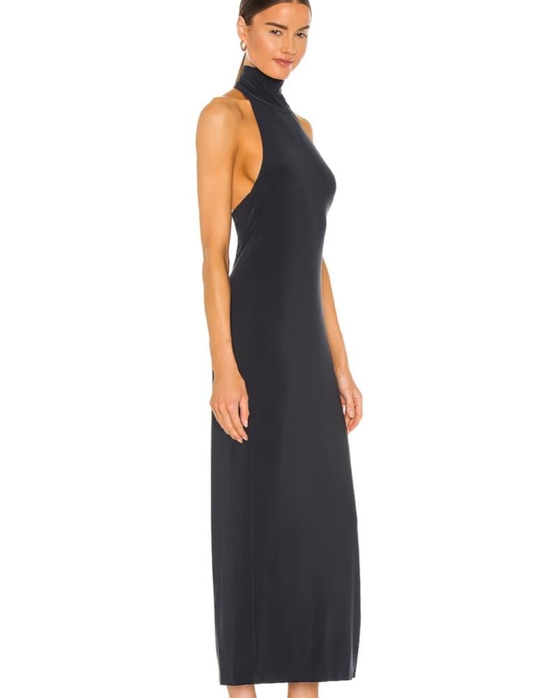 Halter Turtleneck Gown, Navy - Image 2