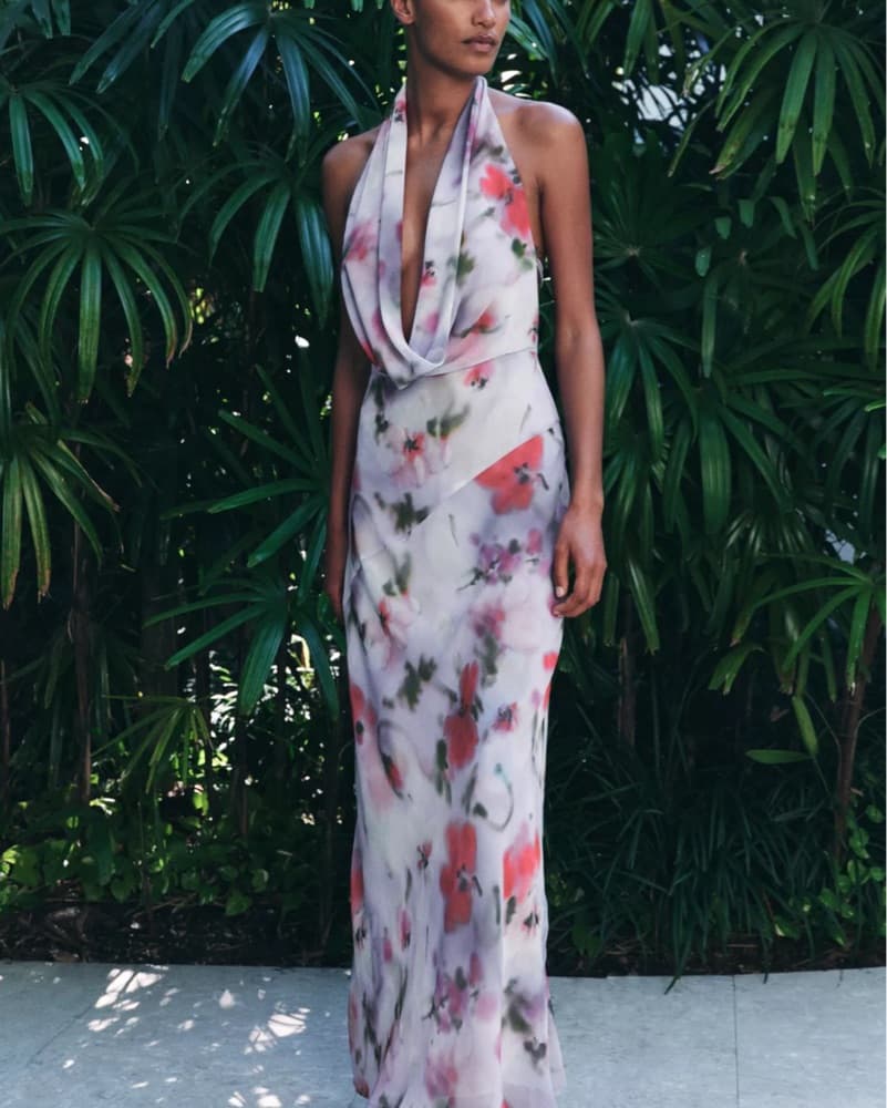 Dreamy Floral Halter Maxi Dress - Image 1