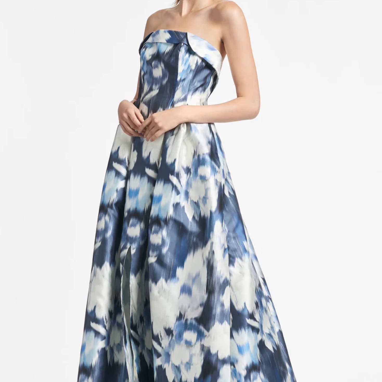 Strapless Blue Floral Dress - Image 2