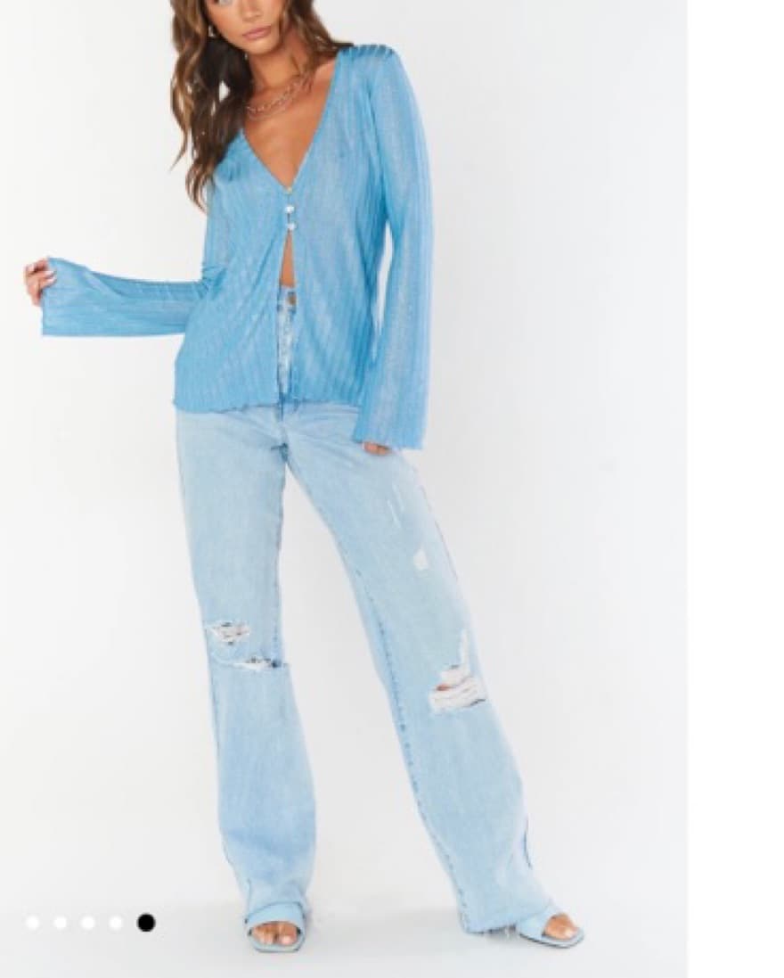Blue Shimmer Long Sleeve Top - Image 4