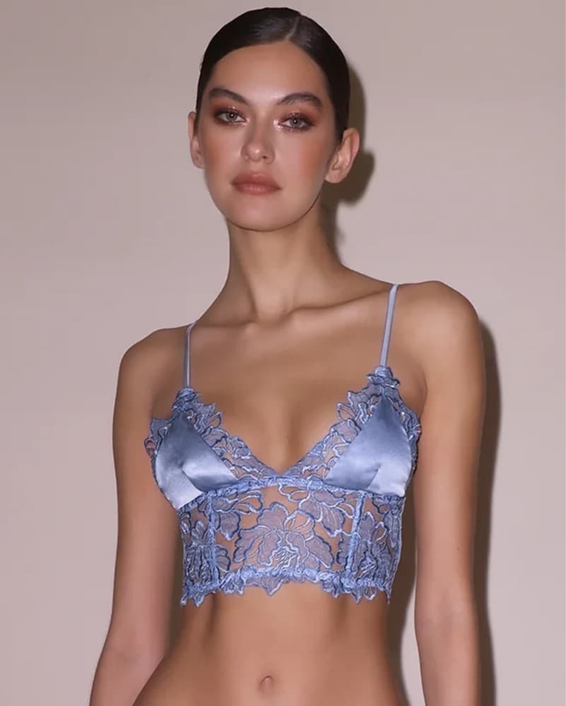 Fleur Du Mal Blue Lace Crop Top - Image 1