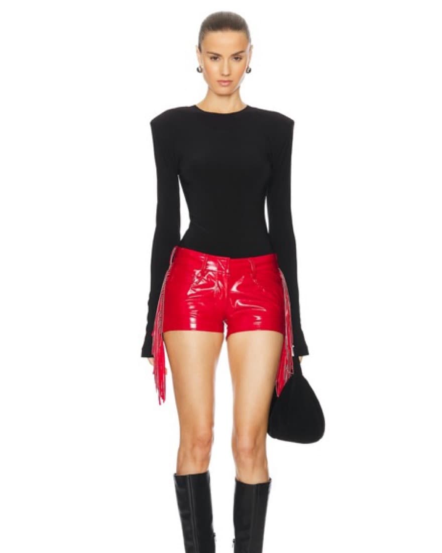 Norma Kamali Tiger Red Fringe Shorts - Image 5