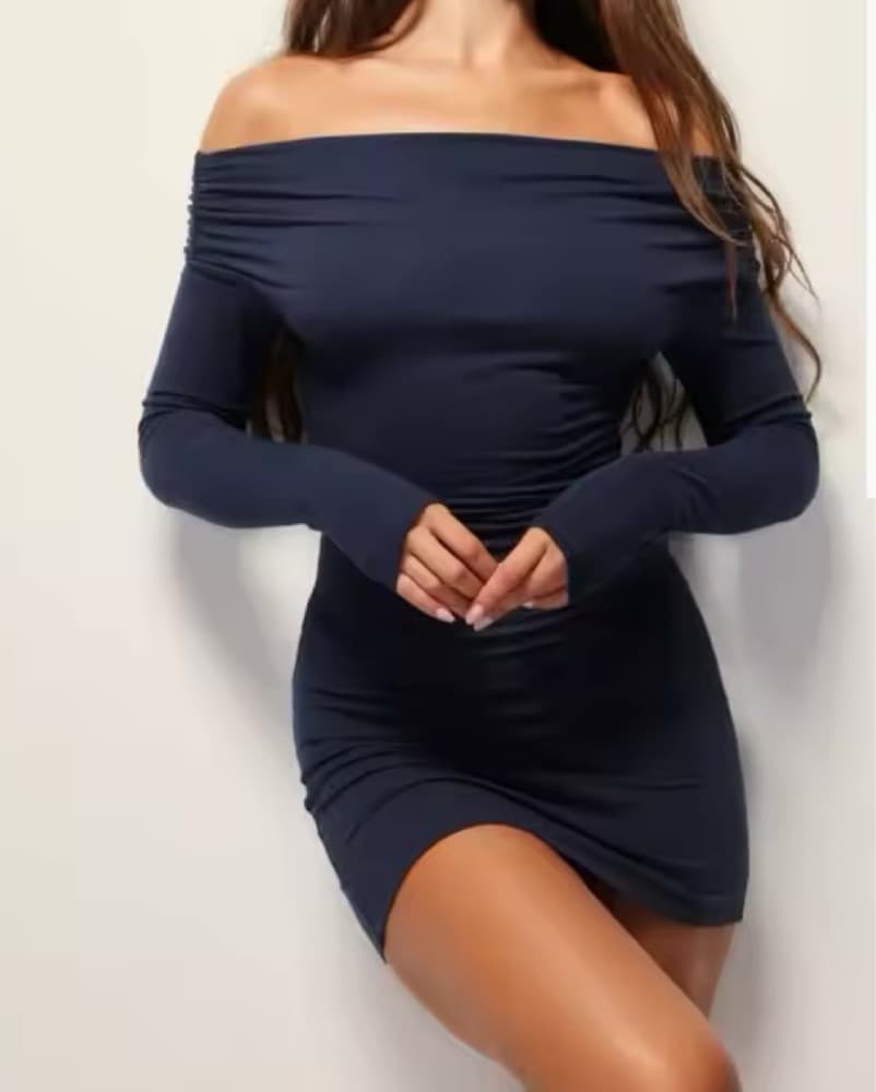 KHY Off-Shoulder Long Sleeve Mini Dress - Image 3