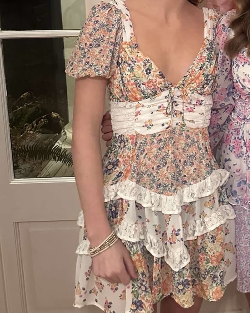 Aderny patchwork floral mini dress - Image 2