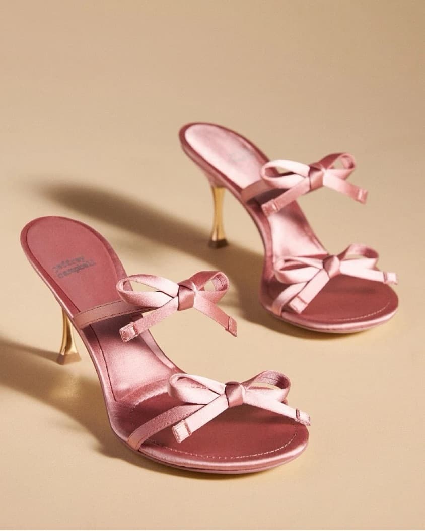 Sold Out Pink Satin Bow Heels  - Image 3