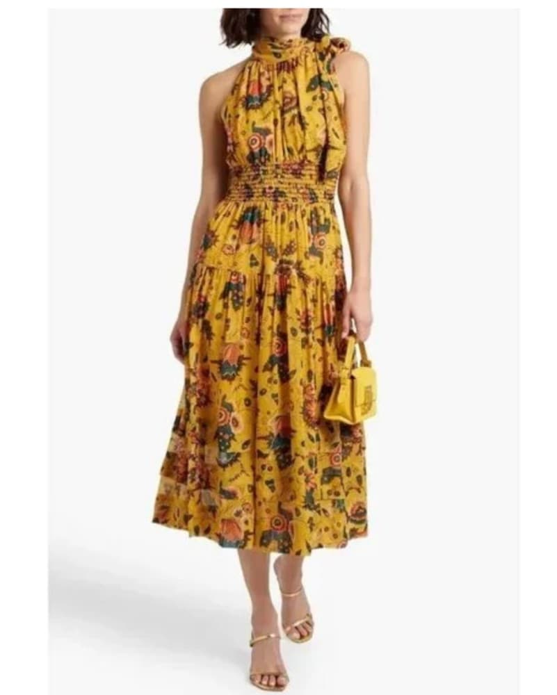 ULLA JOHNSON Floral Silk Midi Dress - Image 1