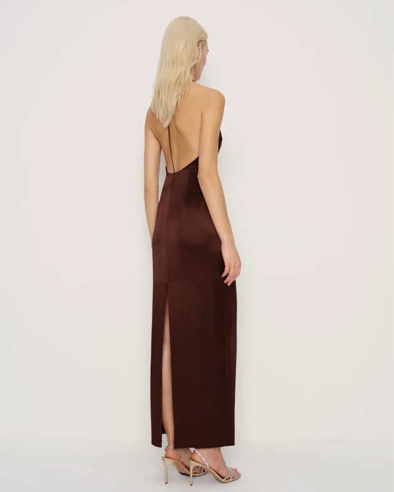 Reformation Brown Silk Dress  - Image 3