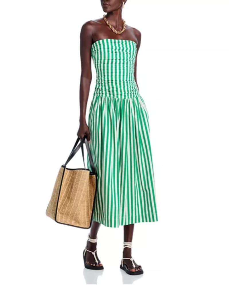 RHODE Selma Striped Drop Waist Midi - Image 3