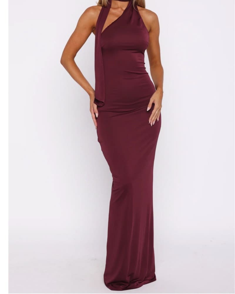 Burgundy White fox Gown - Image 1