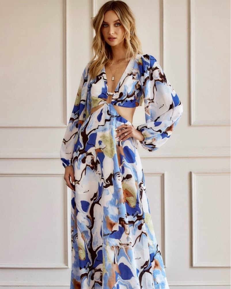 Blue Abstract Maxi Dress - Image 1