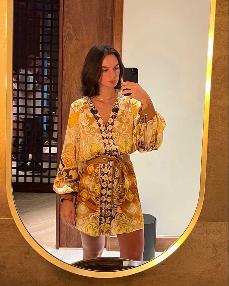 Alexis Silk Belted Mini Dress - Image 1