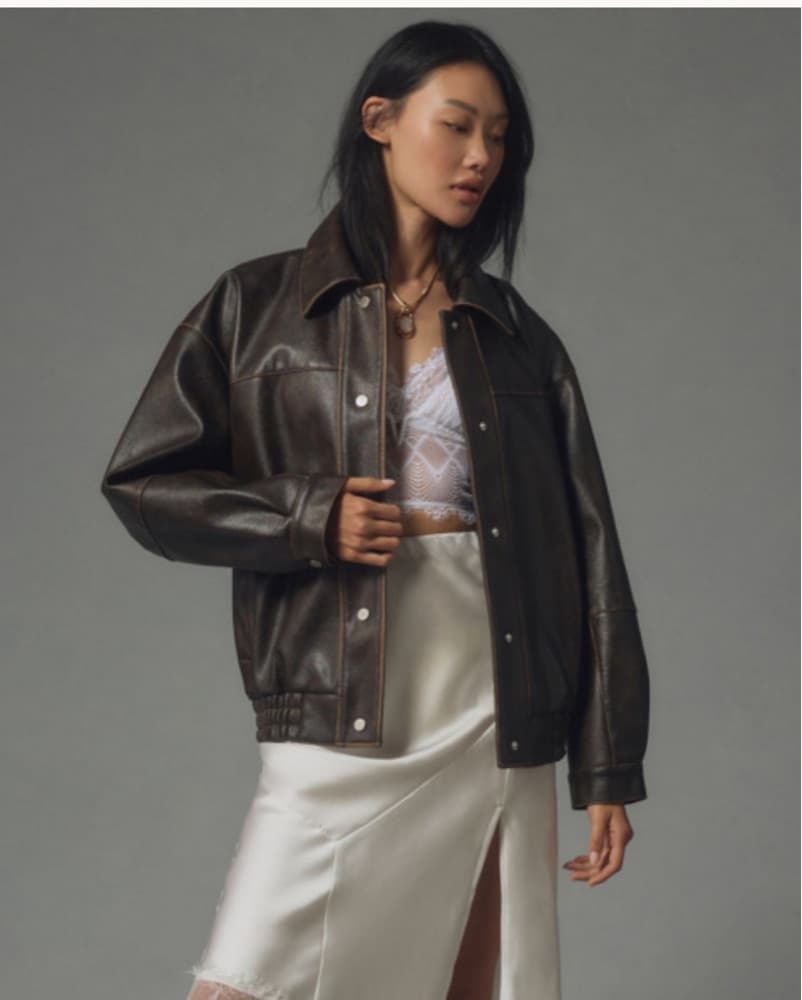 Anthropologie Brown Vegan Leather Jacket - Image 1