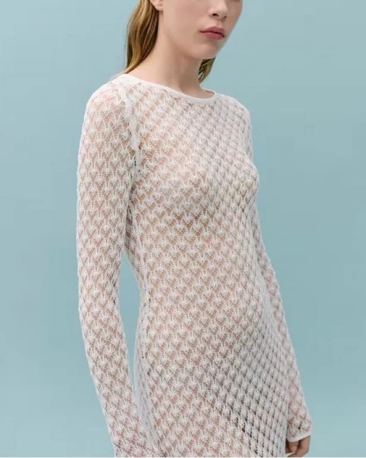 White Crochet Maxi Coverup - Image 2