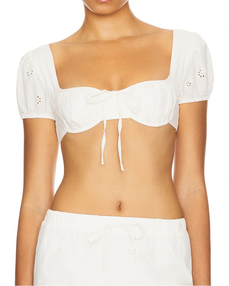 Loba White Eyelet Set Crop & Skirt Set - Image 2