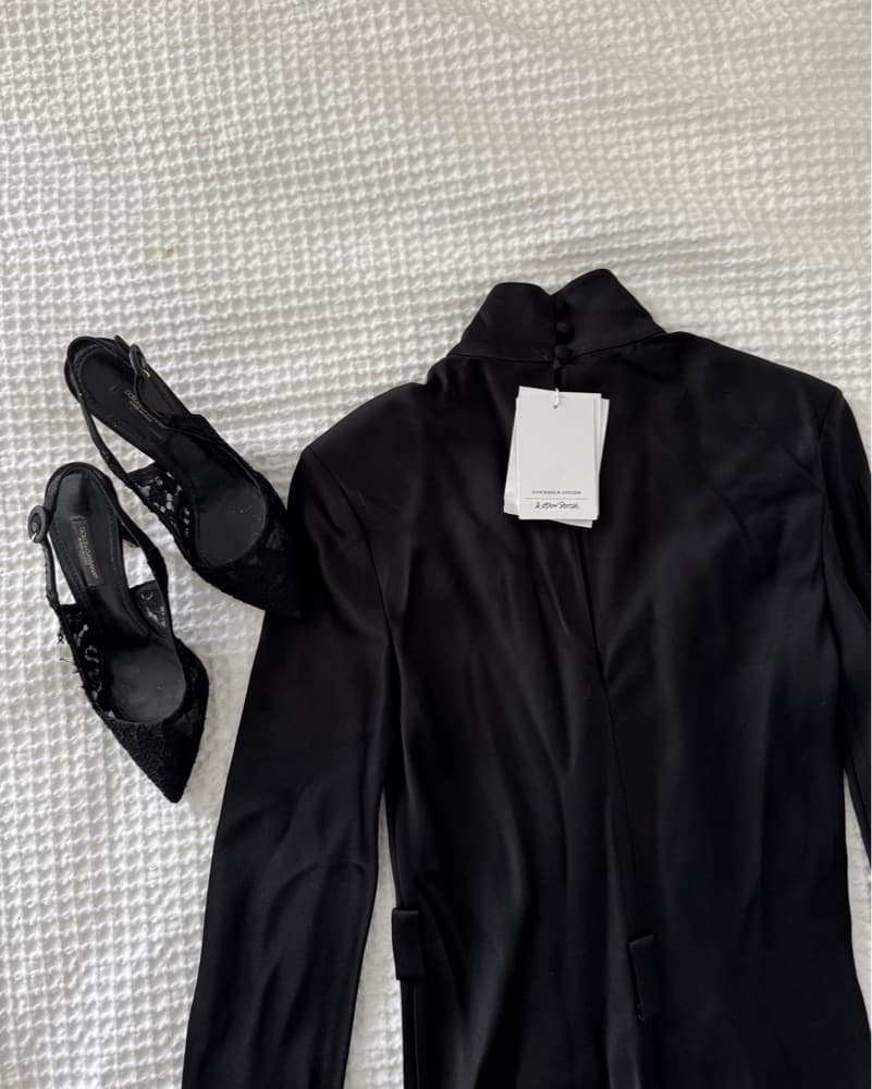 Black Long Silk Dress - Image 2