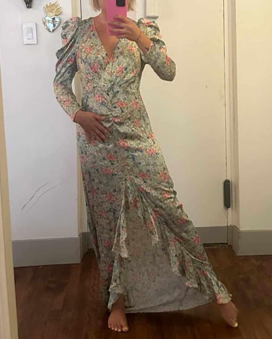 Vintage Floral Silk Dress  - Image 5