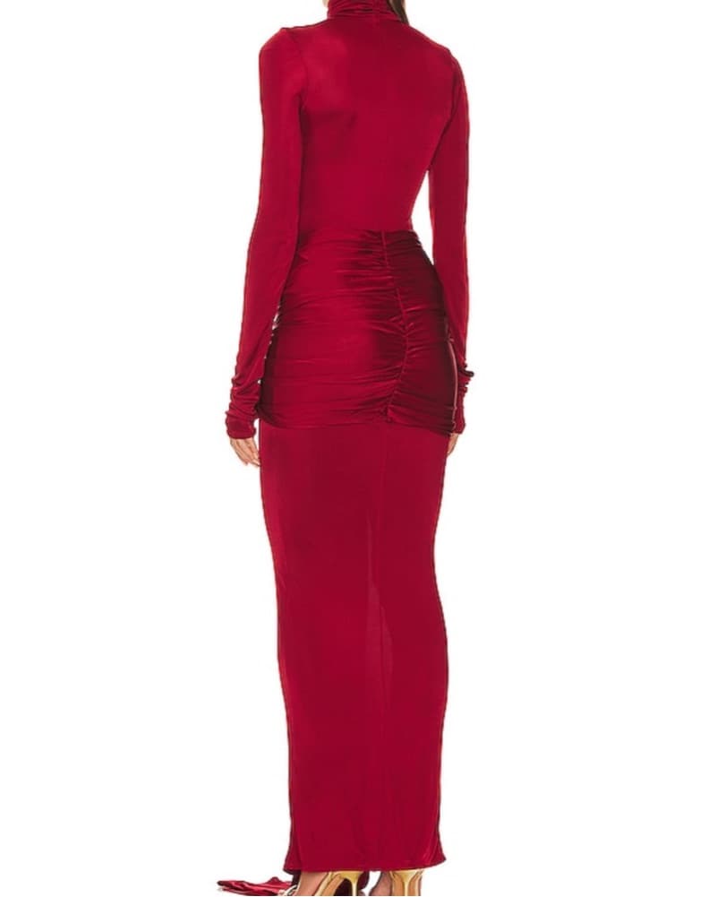 Helsa Jersey Sarong Maxi Dress - Red - Image 4