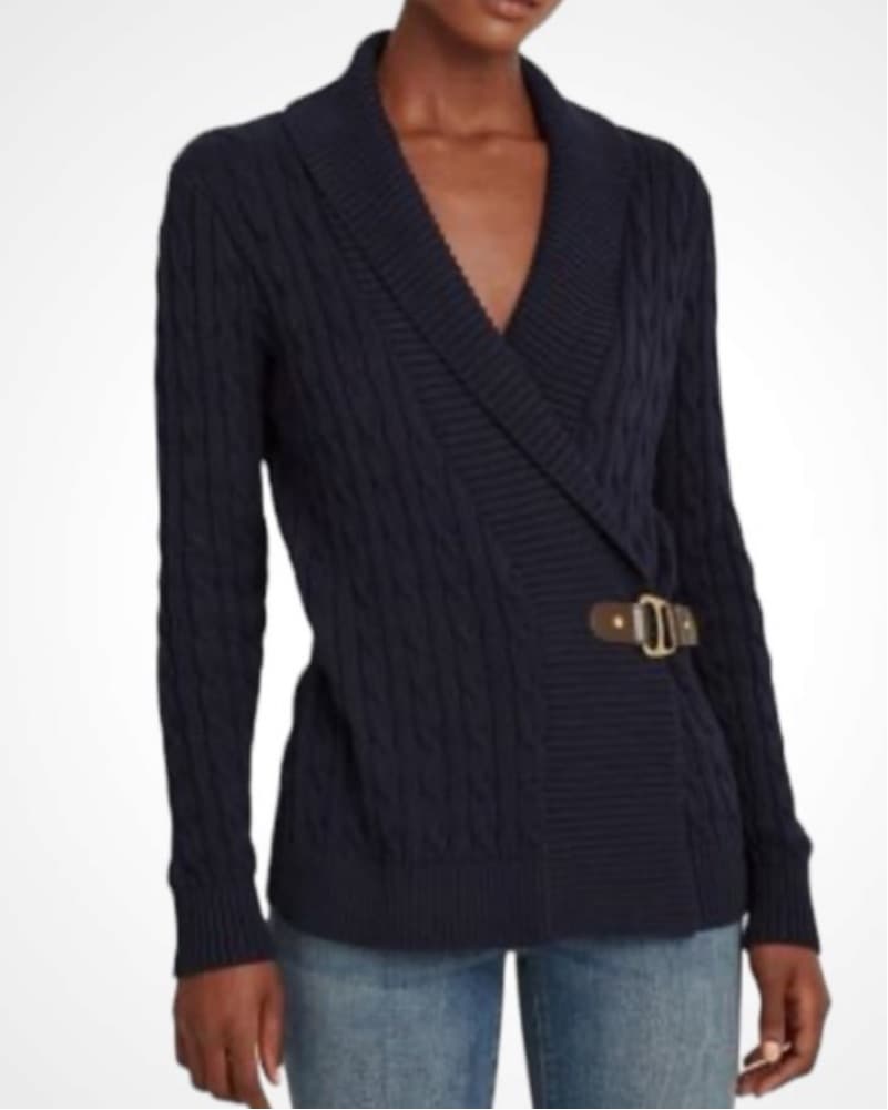 Ralph Lauren Navy Belted Cardigan Knit - Image 2