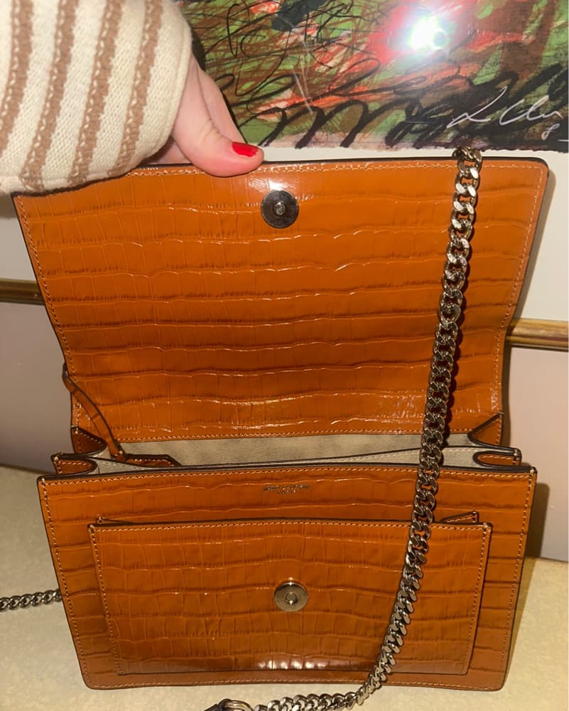 YSL Croc-Embossed Leather Crossbody - Image 3