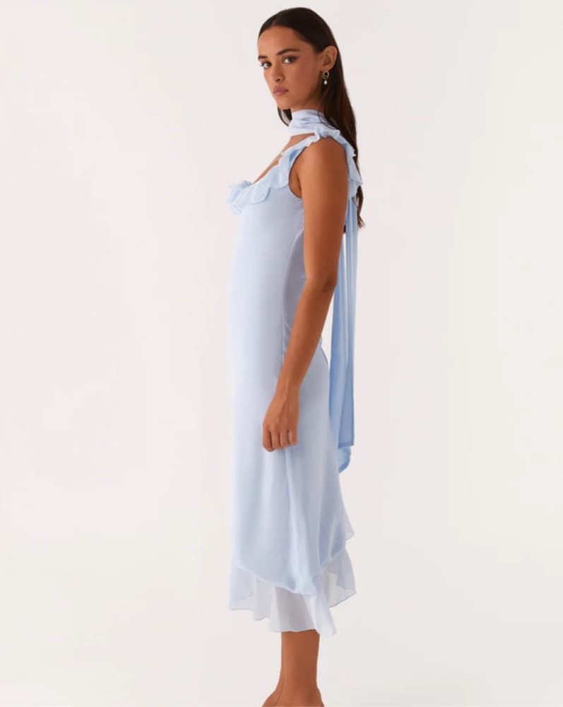 Elegant Blue Ruffle Dress - Image 3