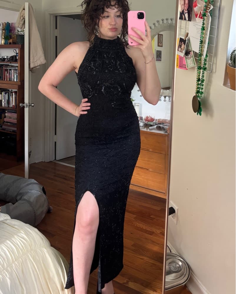 Vintage 90s / 00s Black Beaded Gown - Image 3