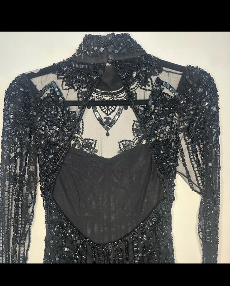 Patbo Black Beaded Crystal Dress S/XS - Image 4