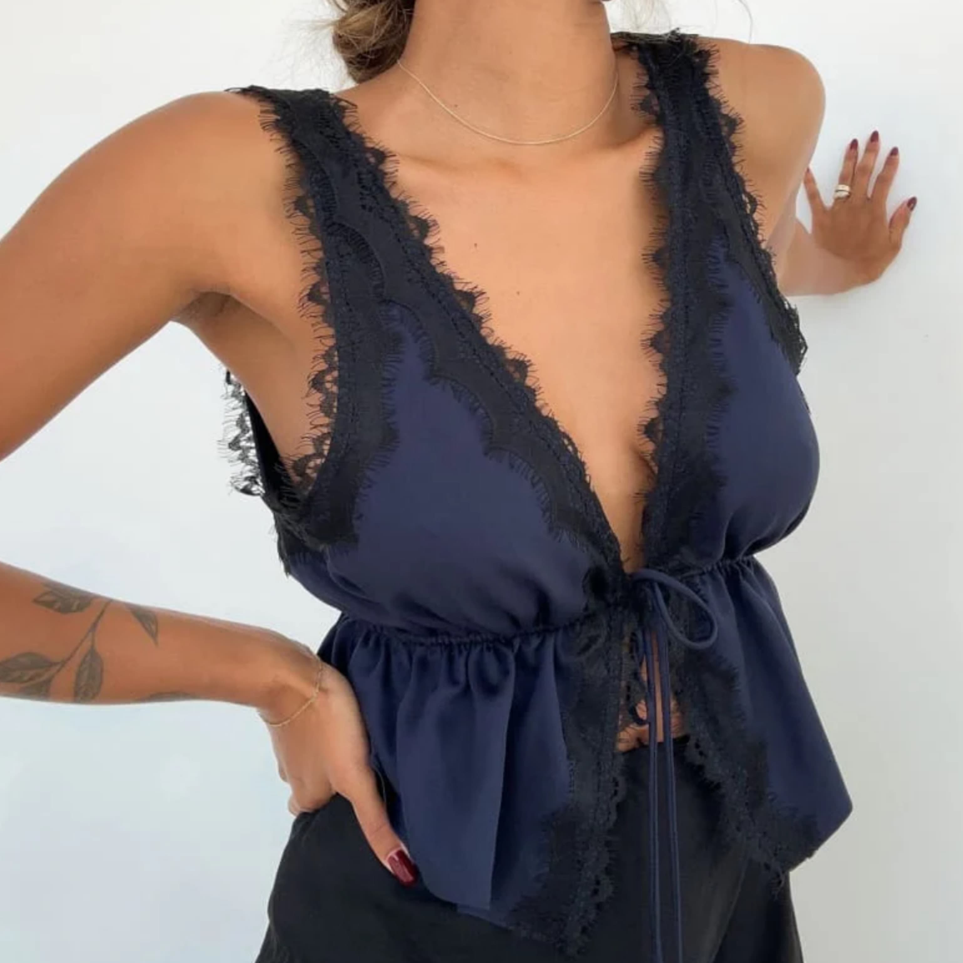 Silk Top with lace Trim - Image 1