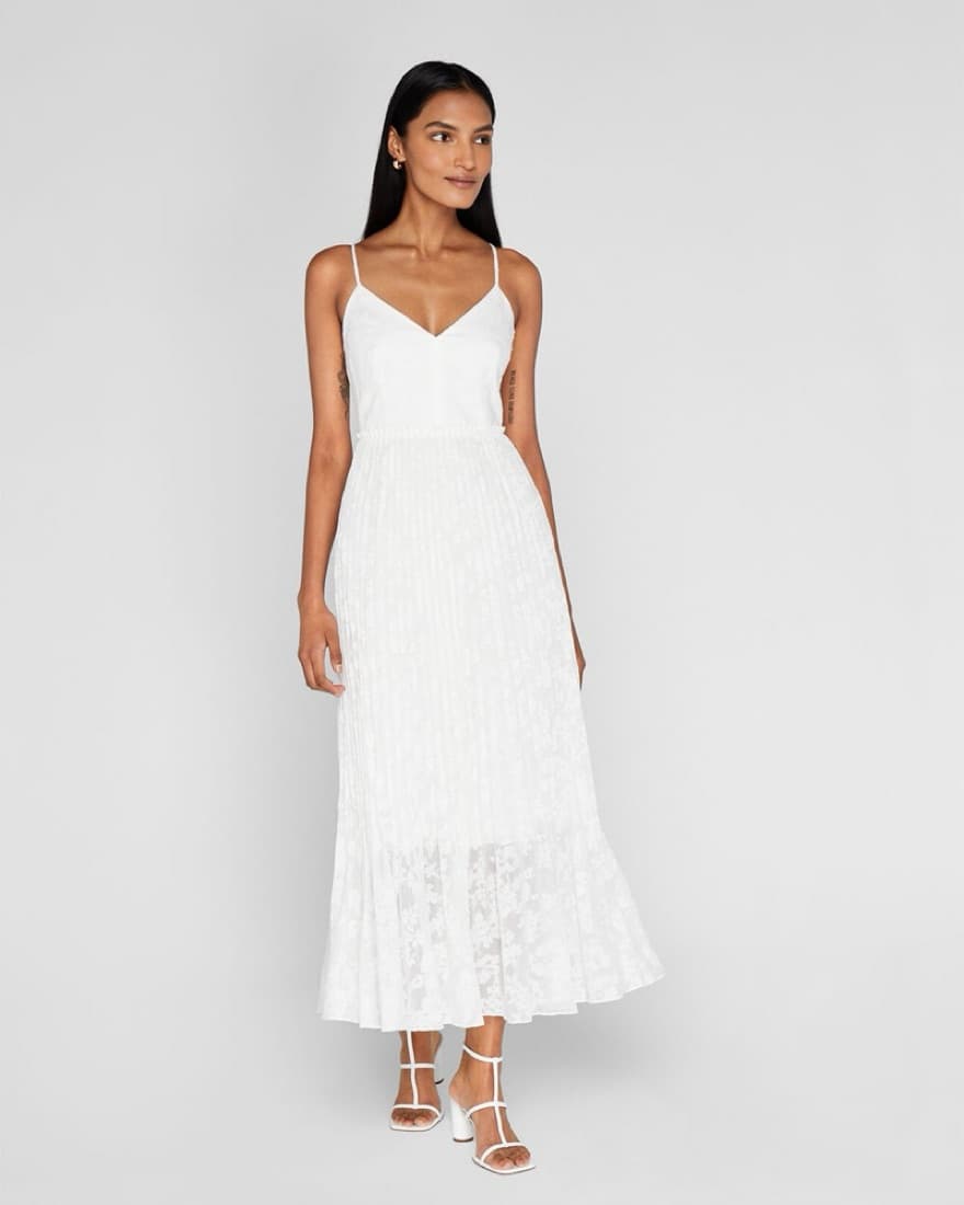 Club Monaco White Pleated Maxi Dress - Image 1